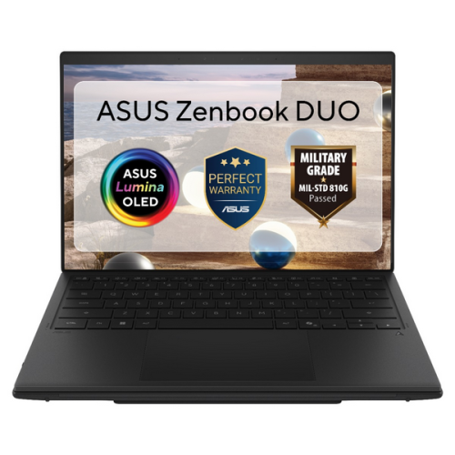Laptop ASUS Zenbook Duo UX8407AA-SN231X, Intel Core Ultra X9 388H, 2 x 14 inch Touch, RAM 32GB, SSD 1TB, Intel Arc B390, Windows 11 Pro, Moher Gray
